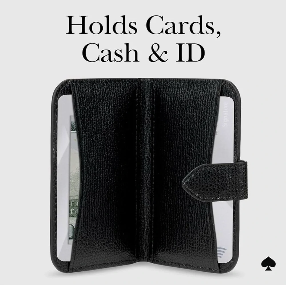 Kate Spade Magnetic Safiano Leather Black Phone Wallet Case - Picture 6 of 8